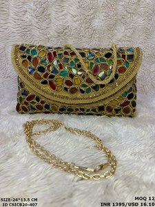 Elegant Designer Fashion Bridal Clutch with Chain Strap and Satin Lining Sophisticated Wedding <b>Handbag</b> for Modern <b>Brides</b> - Product Image 2