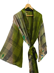 Bata de Verano, Kimono de Seda, Sari Vintage, Bata Suave para Fiesta en la Playa, Kimono de Seda Hecho a Mano en India - Product Image 3