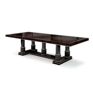 Art Deco Style <b>Dining</b> <b>Table</b> Wood with Brown Finish - Product Image 3