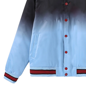Veste bomber délavée bleu clair Kankakee, vente en gros OEM, streetwear printemps, varsity, décontractée, coupe régulière, imperméable, respirante - Product Image 4