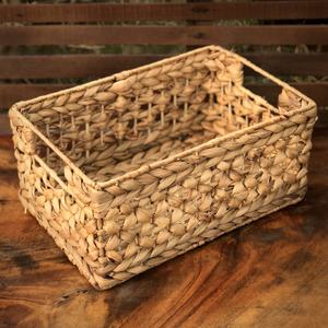 Cesta de Almacenamiento Artesanal Tejida a Mano con Jacinto de Agua, Diseño Rectangular Abierto, Organizador de Fibra Natural para Decoración del Hogar, de Vietnam - Product Image 3