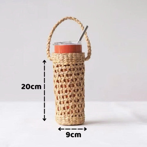 Portador de bebidas reutilizable de bambú natural para cafeterías de té de burbujas - Product Image 6
