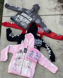 เสื้อมีฮู้ดซักด้วยกรดสำหรับผู้ชายแห้งเร็วระบายอากาศได้ดีโอเวอร์ไซส์ผ้าคอตตอนพิมพ์ลายพัฟ - Product Image 6