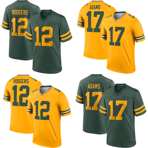 Jersey de Fútbol Americano Cosido de los Green Bay City Packers al por Mayor, Uniforme del Equipo Masculino, 12 Aaron Rodgers, 17 Davante, Pantalones Cortos - Product Image 1