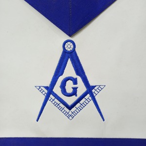 Hand Embroidery Master Mason <b>Apron</b> Blue House Masonic Regalia - Product Image 2