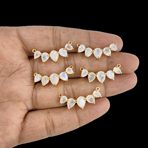 Rainbow <b>Moonstone</b> Pedant 925 Sterling Silver Pear Shape <b>Pendant</b> with Prong Set Gold Vermeil Rhodium Plated Third Party Certified - Product Image 5