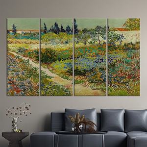Impression sur toile Jardin floral : Art mural impressionniste coloré, lot de 4 toiles - Product Image 1