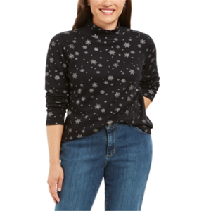 เสื้อคอเต่าลำลองสำหรับผู้หญิง Karen Scott รุ่น Snowy Glory สีดำ ไซส์ Petite L - Product Image 1