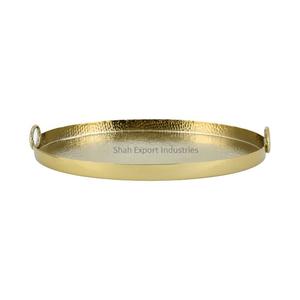 Bandeja para servir comida de mesa de Metal con acabado martillado dorado de forma ovalada hecha a mano para servir comida y bebidas en restaurante en casa - Product Image 3