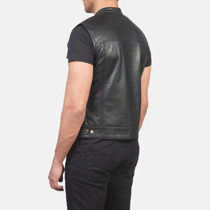 Gilet en cuir noir Atlas Moto respirant, imperméable, coupe-vent, réfléchissant, personnalisé, en toile de denim de haute qualité, grandes tailles disponibles, imprimé - Product Image 5