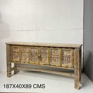 Hand Carved <b>Console</b> <b>Table</b> Solid Oak Wood Handmade <b>Rustic</b> Modern Luxury for Entry Villa Living Room Bedroom Hotel Use Mirrored - Product Image 6
