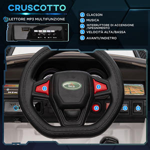 HOMCOM-Voiture électrique pour enfants de 3 à 6 ans avec télécommande, lumières LED et klaxon, en PP et métal, 110x68x52 cm, couleur blanche - Product Image 5