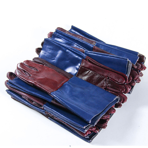 Guantes de seguridad de soldador naranja OEM con forro polar de algodón de cuero dividido de vaca tubería naranja - Product Image 6