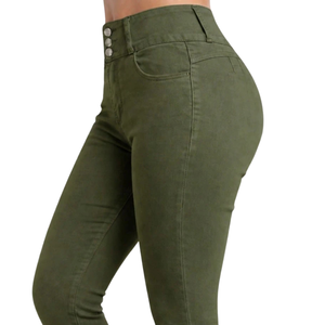 Women's Olive Green High Waist Skinny <b>Denim</b> Jeans Enzyme Wash <b>Stretch</b> Spandex/Cotton Breathable Quick Dry Casual Full Length - Product Image 5