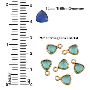 925 argent Sterling trillion pierres précieuses lunette réglage bricolage pendentif à breloque topaze bleue or Vermeil cadeau à la mode fabrication de bijoux - Product Image 3