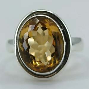 Bague en argent sterling 925 avec citrine naturelle jaune, pierre précieuse faite à la main, cadeau de promesse pierre de naissance de novembre, forme diamant ovale - Product Image 4
