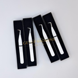 Diamant en poudre blanche, embout à 90 degrés en acier inoxydable, antimagnétique, antistatique, à dents lisses et courbées, pour cils en fibre 10mm - Product Image 5