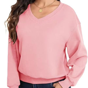 Sudaderas con Cuello en V para Mujer Talla Grande, Sudaderas Estampadas Extra Grandes para Mujer, Sudadera Gruesa y Cómoda - Product Image 1