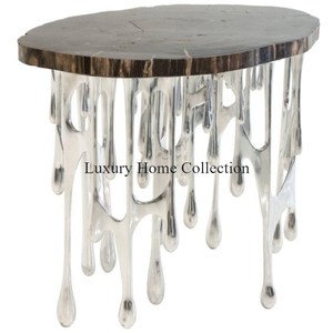Large Drops Shape Metal <b>Silver</b> Color High Quality Material <b>Console</b> and Side <b>Table</b> Shiny Polished Home & Villa Decorative Supply - Product Image 2