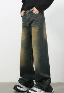 Jeans baggy en denim de haute qualité, streetwear décontracté, logo personnalisé, pour hommes - Product Image 6