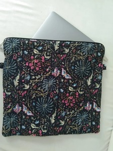 Handmade Indian Black <b>Quilted</b> Laptop Sleeve Bag Modern Durable Waterproof Daily Office Protection Simple Business Style - Product Image 4