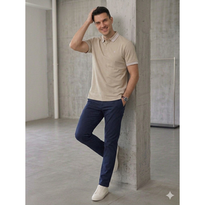 เสื้อยืดคอปกปักลายผ้าฝ้าย - สีแดงเบอร์กันดี - Product Image 6