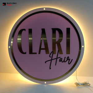 لافتة تجارية أكريليك مستديرة مخصصة لتزيين جدران الصالون لافتات بإضاءة خلفية لوحة تسجيل أكريليك - Product Image 5