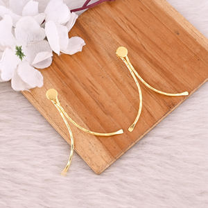 Boucles d'oreilles en laiton plaqué or jaune faites à la main bijoux boucles d'oreilles à la mode boucles d'oreilles délicates cadeaux d'anniversaire bijoux - Product Image 5