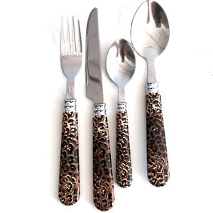 Juego de cubiertos forjados a mano hechos a mano con mango combinado de resina y madera de alta calidad, niquelado para el hogar - Product Image 6