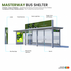 Ngoài trời nhôm cấu trúc xe buýt dừng nơi trú ẩn với hộp đèn quảng cáo Bảng điều chỉnh - Product Image 2