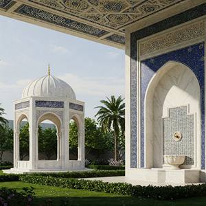 Intérieur et extérieur de mosquée en marbre blanc sculpté, design moderne personnalisable, résistant aux intempéries, montage au plafond, HAYAT INDUSTRIES - Product Image 2