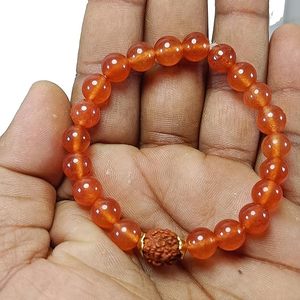 Homme et femme Cornaline rouge et pierre de Rudraksha Perles rondes Bracelet Maker Stones Style Fashion Jewelry Energy-Giving Gift - Product Image 5