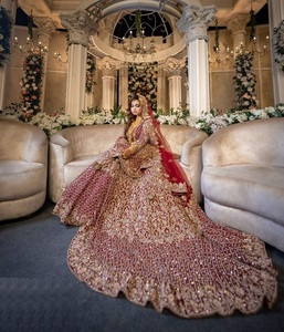 New Elegant Bridal Anarkali with Crystal Glass Beadsstone Dabka Work Embellished Lehenwa Dupatta Silk Material for Wedding 2024 - Product Image 1
