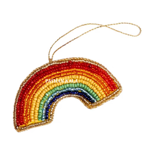 Más atractivo hecho a mano dorado Zari bordado y cuentas diseño colorido tela árbol de Navidad adornos colgantes producto - Product Image 1