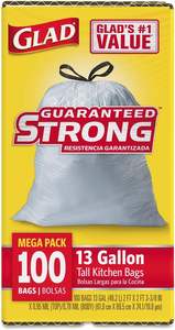 Bolsas de Cocina Altas con Cordón Glad 78526, 24 x 27 3/8, 13 galones, 0.95 mil, Blancas, 100 por Caja - Product Image 3