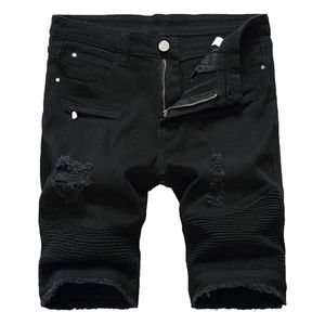 Wholesale New Brown <b>Black</b> 100% Cotton <b>Denim</b> Eco-Friendly Casual Rugged Mid <b>Waist</b> Relaxed Fit Distressed Style <b>Shorts</b> - Product Image 1