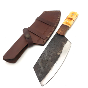 Couteau serbe professionnel en acier au carbone, couteau à couperet hachoir avec gaine en cuir pain épluchage désossage couteau à couperet de boucher s - Product Image 1