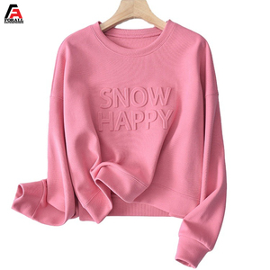 เสื้อฮู้ดดี้ผ้าฝ้าย 100% แบบนูน 3 มิติ สำหรับผู้หญิง คอกลม แบบสวมหัว เสื้อสเวตเชิ้ตผ้าฝ้าย 3 มิติ แบบนูน ผลิตตามสั่ง ขายส่ง - Product Image 5