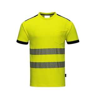 Quick Dry Safety T-Shirts with High Visibility Waterproof Cotton Polyester Material Reflective Strips Pocket Customizable Logo - Product Image 1