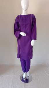 Salwar Kameez pour femmes personnalisable, style pakistanais et indien, design ethnique moderne, uni, violet, en viscose et soie, cousu, toutes saisons - Product Image 2