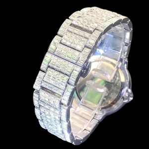 Reloj de cuarzo Moissanite personalizado para hombre con correa de acero inoxidable y esfera de cristal, regalo para él - Product Image 5