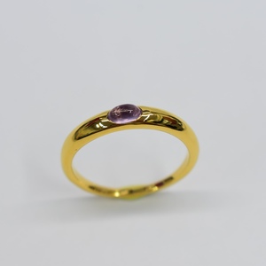 Listo para enviar elegante anillo de amatista natural S925 chapado en oro de 14K personalizable para regalo de compromiso de boda al por menor para OEM ODM - Product Image 1