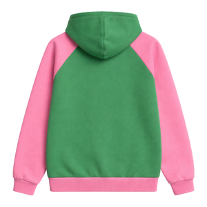 Green Soror Raglan Sleeve Hoodie Greek Sorority <b>Womens</b> Pink & Green College Sisterhood Stylish Casual Hoodie Apparel - Product Image 4