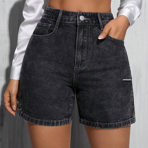 Summer New Women Cargo Jeans 100% Cotton Slim Denim <b>Pockets</b> Denim <b>Shorts</b> Matching Acid Wash Jeans <b>Shorts</b> for Women - Product Image 1