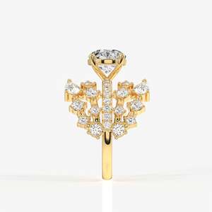 Anillo de Oro de 18K Estilo Vintage con Incrustaciones de Diamantes Cultivados en Laboratorio con Corte Marquesa Portugués, Anillo de Cóctel Clásico para Fiestas, Oro de 10K - Product Image 3