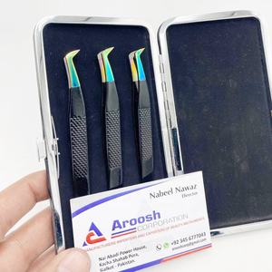 แหนบขนตาสีดำหลายจุดสีรุ้งแบบมืออาชีพแหนบต่อขนตาพิเศษทำจากสเตนเลสทนทาน - Product Image 6