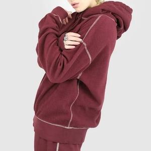Sudadera con capucha de gran tamaño de algodón de 440gsm de alta calidad para mujer, apliques holgados informales de invierno, costuras en contraste en relieve transpirables - Product Image 6