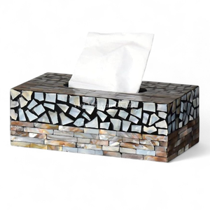 Caja de Pañuelos Decorativa con Incrustaciones de Concha Natural Hecha a Mano en Vietnam, Ecológica y Clásica - Product Image 1