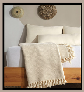 Natural <b>Cream</b> 100 Percent Cotton Lightweight Soft Breathable <b>Bed</b> Cover Pike Bedspread 200x320 cm 79x126 inches - Product Image 3