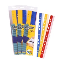 Bandes de classement autocollantes perforées à dos adhésif en PP, 28x297mm, multicolores, universelles, compatibles avec perforatrice 11 trous
